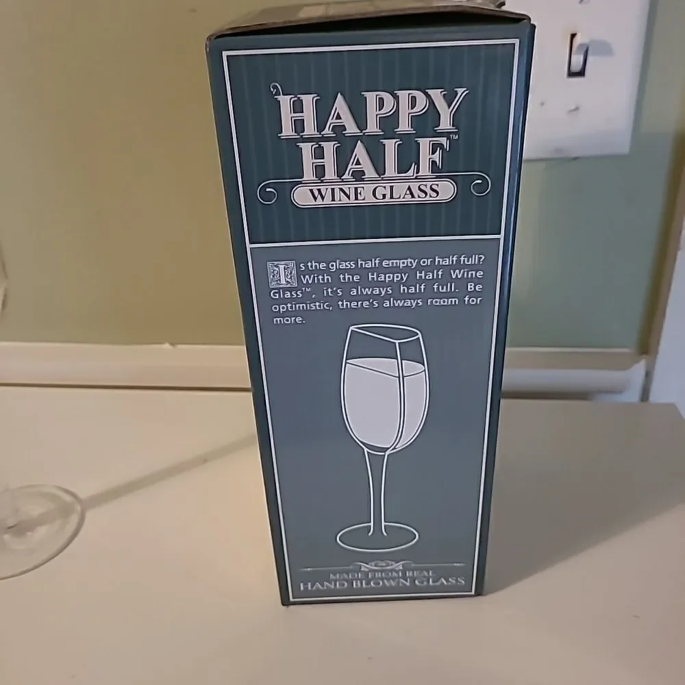 Happy Half Wine Glass